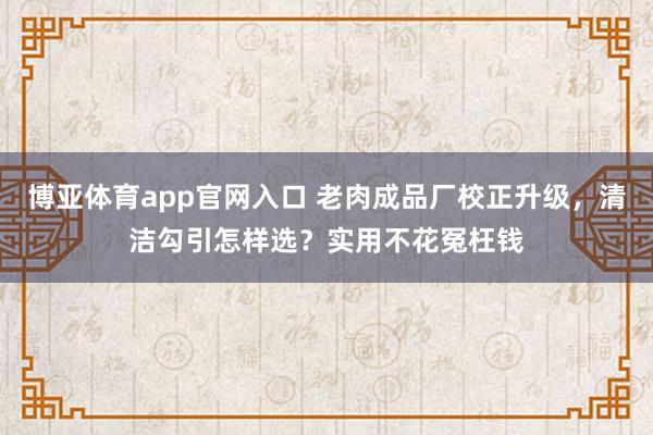 博亚体育app官网入口 老肉成品厂校正升级，清洁勾引怎样选？实用不花冤枉钱