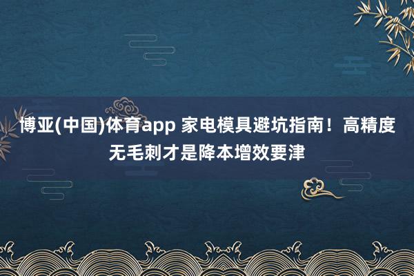 博亚(中国)体育app 家电模具避坑指南！高精度无毛刺才是降本增效要津