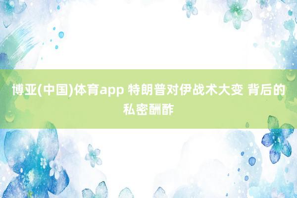 博亚(中国)体育app 特朗普对伊战术大变 背后的私密酬酢