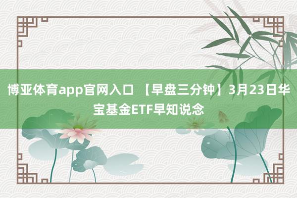 博亚体育app官网入口 【早盘三分钟】3月23日华宝基金ETF早知说念