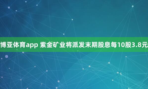 博亚体育app 紫金矿业将派发末期股息每10股3.8元