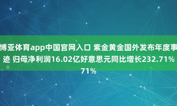 博亚体育app中国官网入口 紫金黄金国外发布年度事迹 归母净利润16.02亿好意思元同比增长232.71%