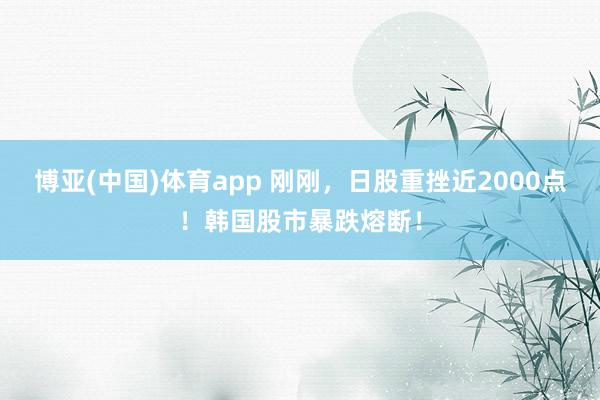 博亚(中国)体育app 刚刚，日股重挫近2000点！韩国股市暴跌熔断！