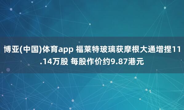 博亚(中国)体育app 福莱特玻璃获摩根大通增捏11.14万股 每股作价约9.87港元