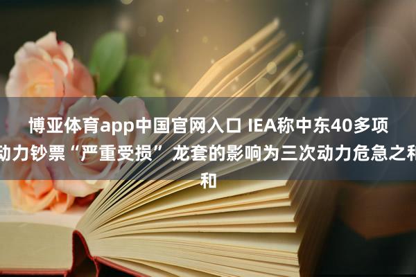 博亚体育app中国官网入口 IEA称中东40多项动力钞票“严重受损” 龙套的影响为三次动力危急之和