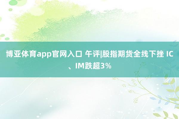 博亚体育app官网入口 午评|股指期货全线下挫 IC、IM跌超3%