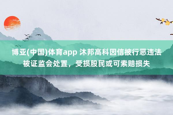 博亚(中国)体育app 沐邦高科因信披行恶违法被证监会处置，受损股民或可索赔损失