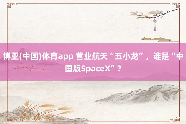 博亚(中国)体育app 营业航天“五小龙”，谁是“中国版SpaceX”？