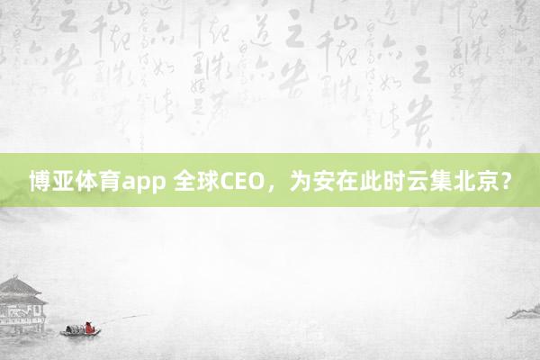 博亚体育app 全球CEO，为安在此时云集北京？