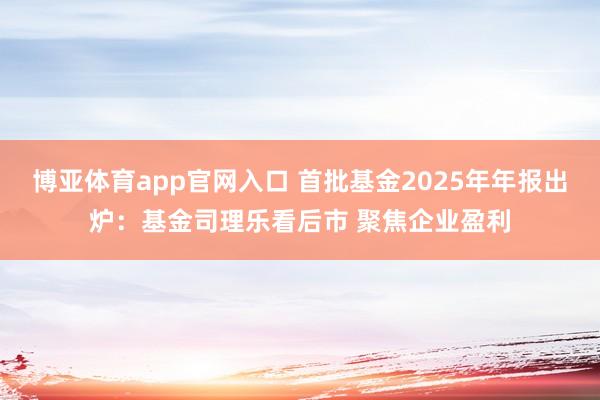 博亚体育app官网入口 首批基金2025年年报出炉:基金司理乐看后市 聚焦企业盈利