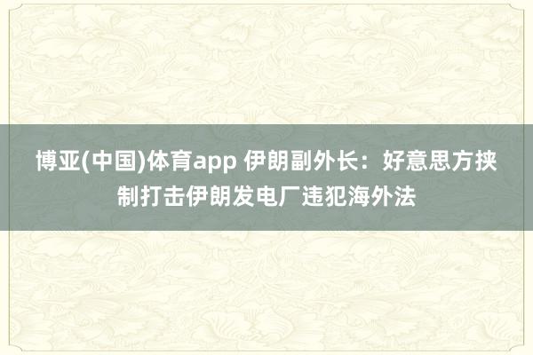 博亚(中国)体育app 伊朗副外长：好意思方挟制打击伊朗发电厂违犯海外法