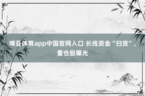 博亚体育app中国官网入口 长线资金“扫货”，重仓股曝光