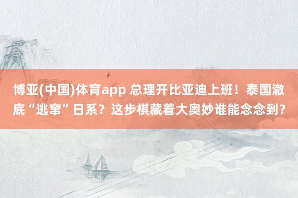 博亚(中国)体育app 总理开比亚迪上班！泰国澈底“逃窜”日系？这步棋藏着大奥妙谁能念念到？