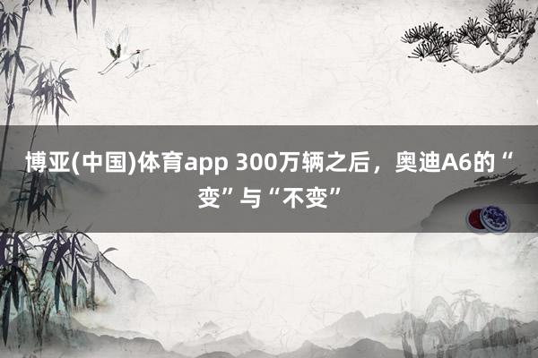 博亚(中国)体育app 300万辆之后，奥迪A6的“变”与“不变”