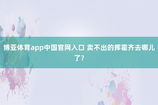 博亚体育app中国官网入口 卖不出的挥霍齐去哪儿了？
