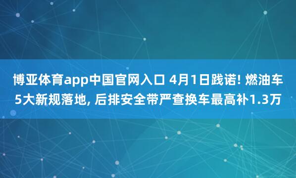 博亚体育app中国官网入口 4月1日践诺! 燃油车5大新规落地， 后排安全带严查换车最高补1.3万