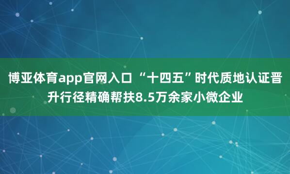 博亚体育app官网入口 “十四五”时代质地认证晋升行径精确帮扶8.5万余家小微企业