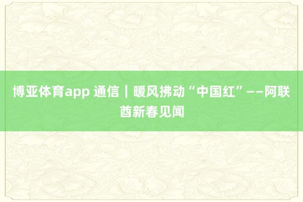博亚体育app 通信｜暖风拂动“中国红”——阿联酋新春见闻