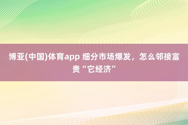 博亚(中国)体育app 细分市场爆发，怎么邻接富贵“它经济”