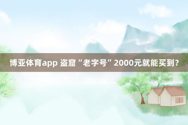 博亚体育app 盗窟“老字号”2000元就能买到？