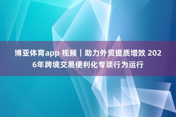 博亚体育app 视频｜助力外贸提质增效 2026年跨境交易便利化专项行为运行