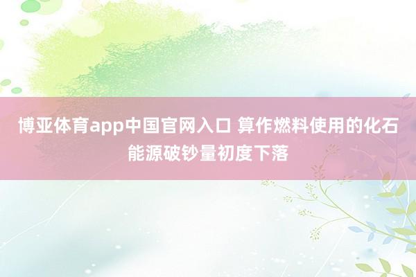 博亚体育app中国官网入口 算作燃料使用的化石能源破钞量初度下落