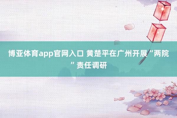 博亚体育app官网入口 黄楚平在广州开展“两院”责任调研