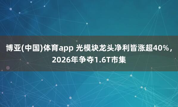 博亚(中国)体育app 光模块龙头净利皆涨超40%,2026年争夺1.6T市集