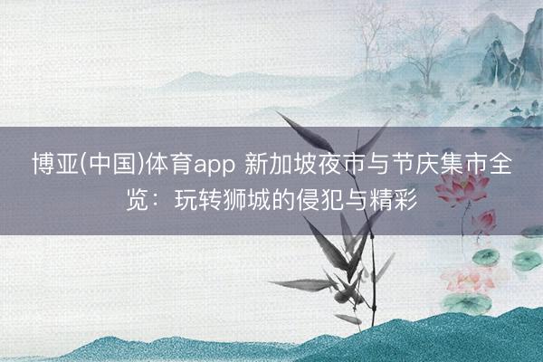 博亚(中国)体育app 新加坡夜市与节庆集市全览：玩转狮城的侵犯与精彩