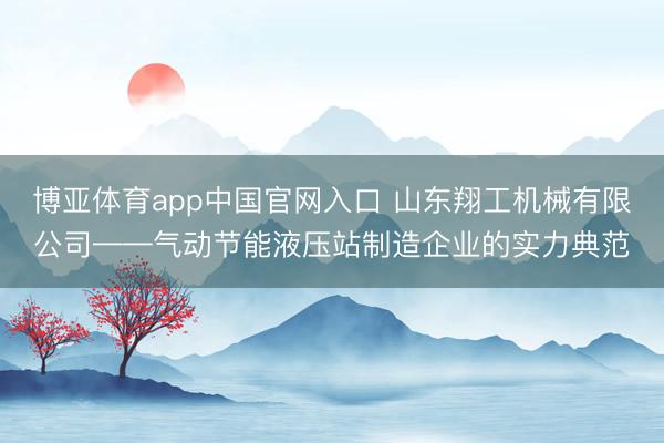 博亚体育app中国官网入口 山东翔工机械有限公司——气动节能液压站制造企业的实力典范