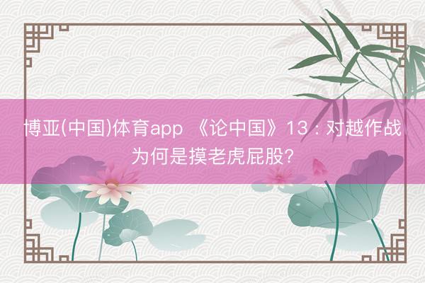 博亚(中国)体育app 《论中国》13 : 对越作战为何是摸老虎屁股?
